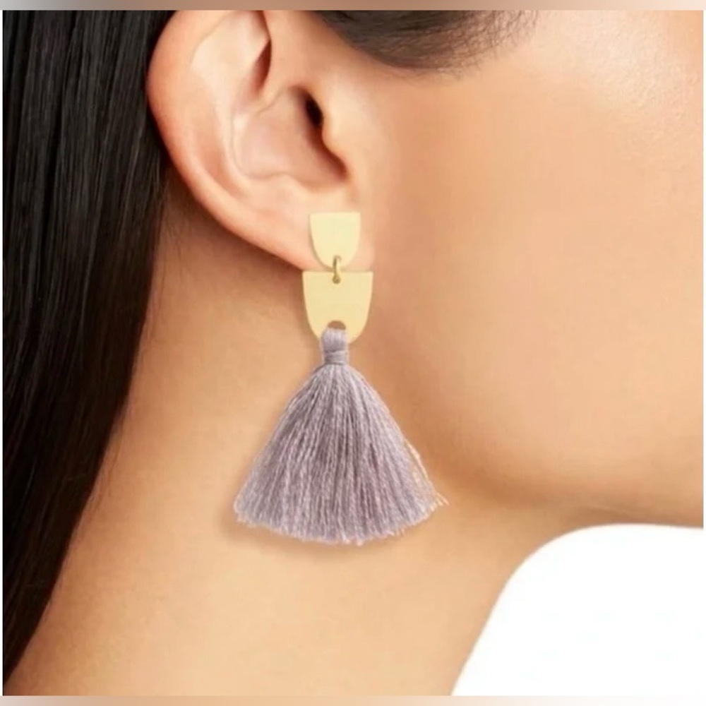 Madewell Gold and Lavender Tassle Earrings